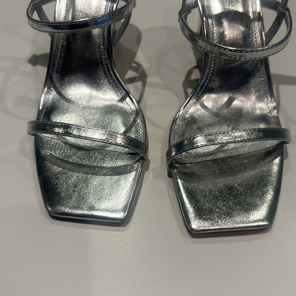 Silver heeled dress sandal. size 8 or best reasonable offer - Picture 2 of 5